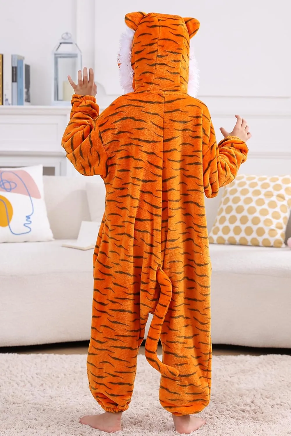 DELEY Unisex One Piece Animal Adult Tiger Onesie, Animal Pajamas Halloween Cosplay Costume for Women and Mens Sleepwear