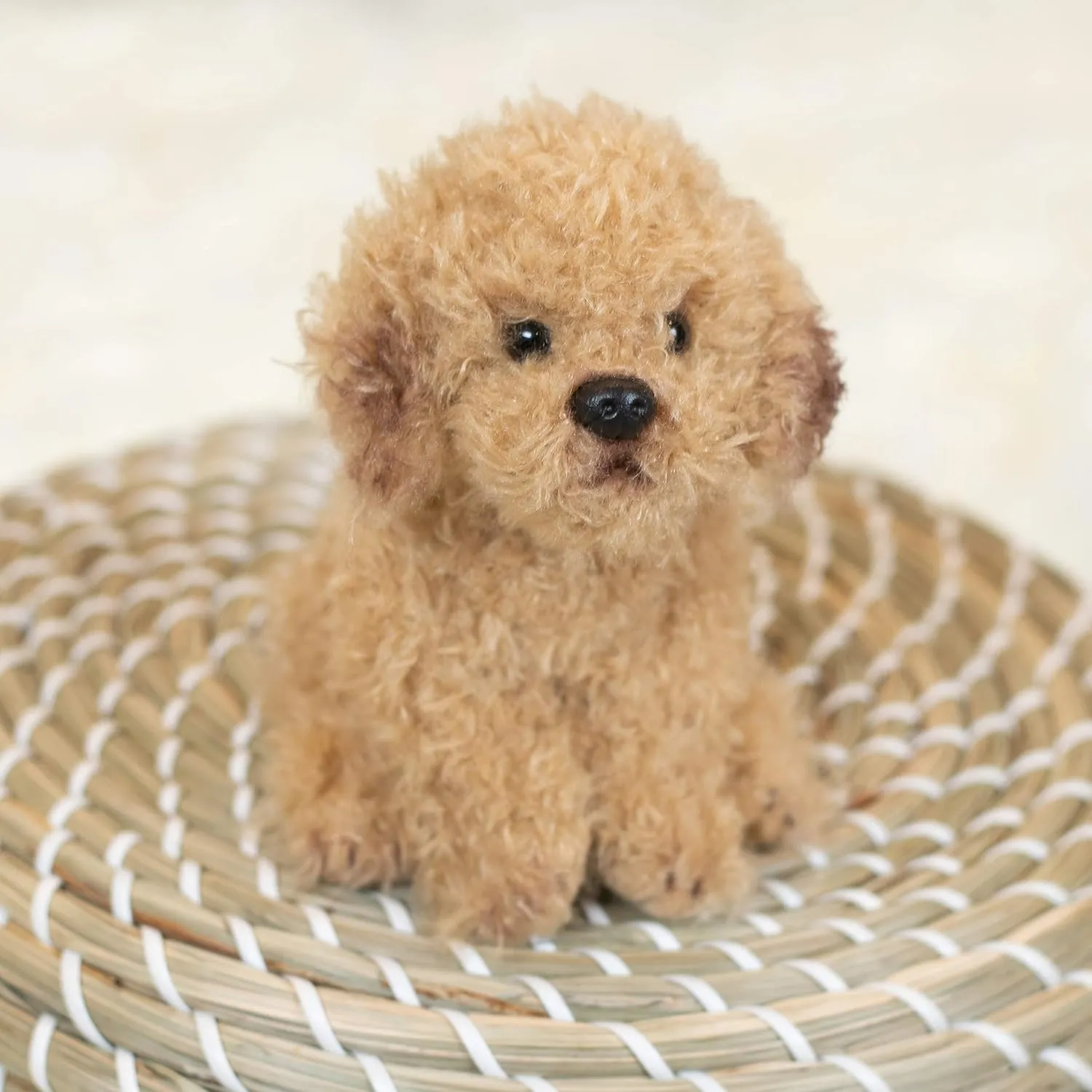 DEMDACO Labradoodle 5.5 Inch Children's Plush Beanbag Stuffed Animal Toy, Light Brown