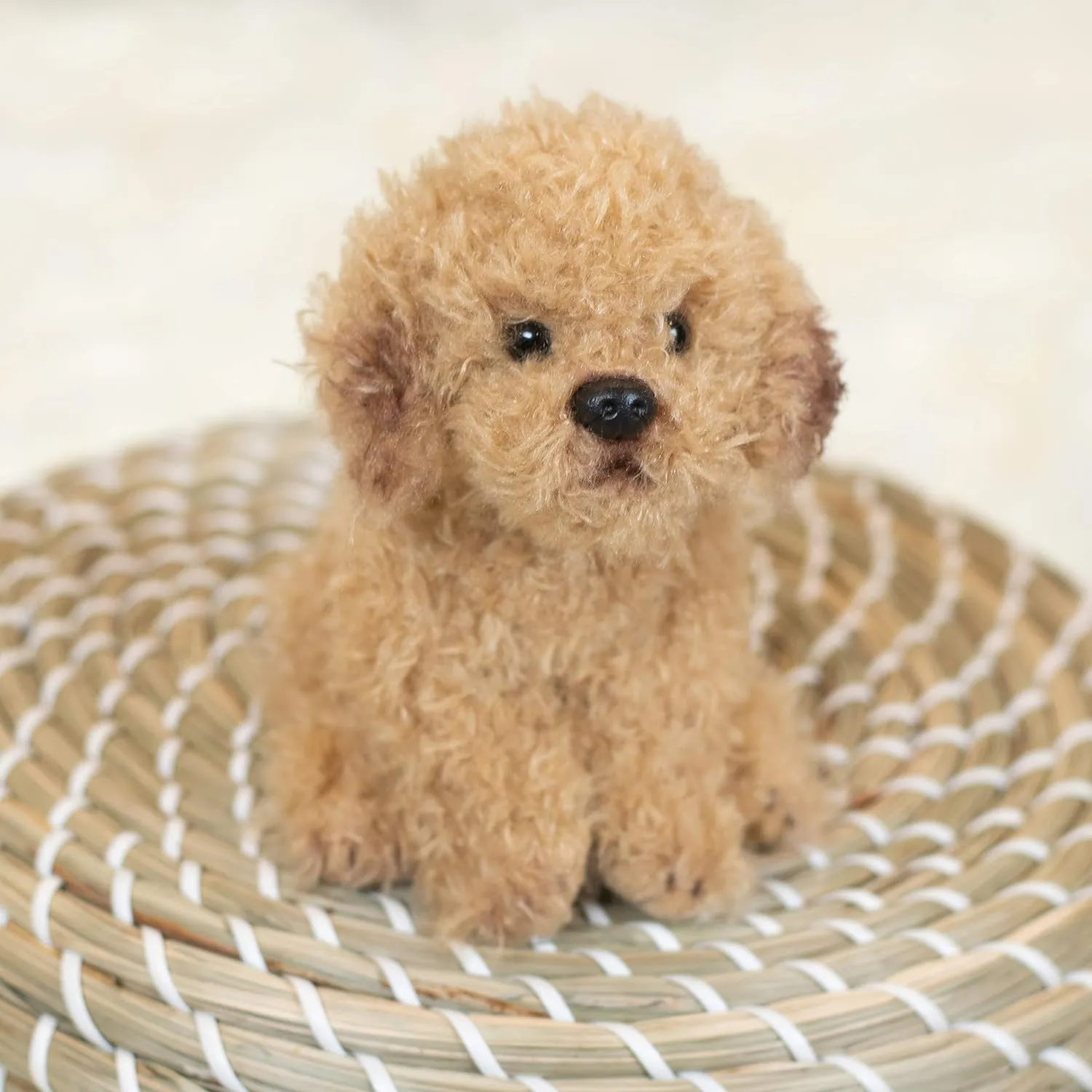 DEMDACO Labradoodle 5.5 Inch Children's Plush Beanbag Stuffed Animal Toy, Light Brown