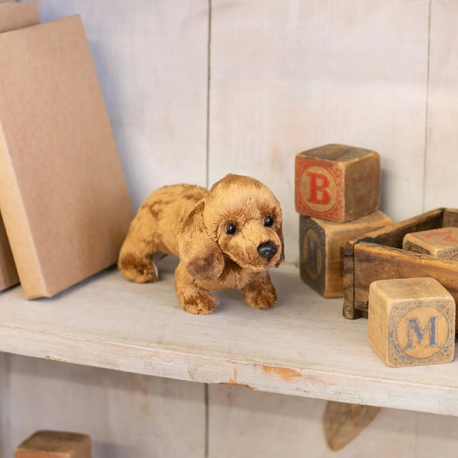DEMDACO Light Brown Dachshund Children's Plush Beanbag Stuffed Animal Toy