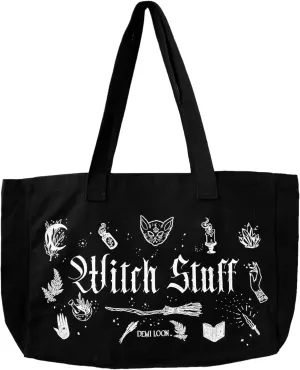 Demi Loon WITCH STUFF CANVAS CUTE GOTHIC GRAPHIC TOTE |GOTH Gift| Beach & Laptop Bag | Halloween Tote