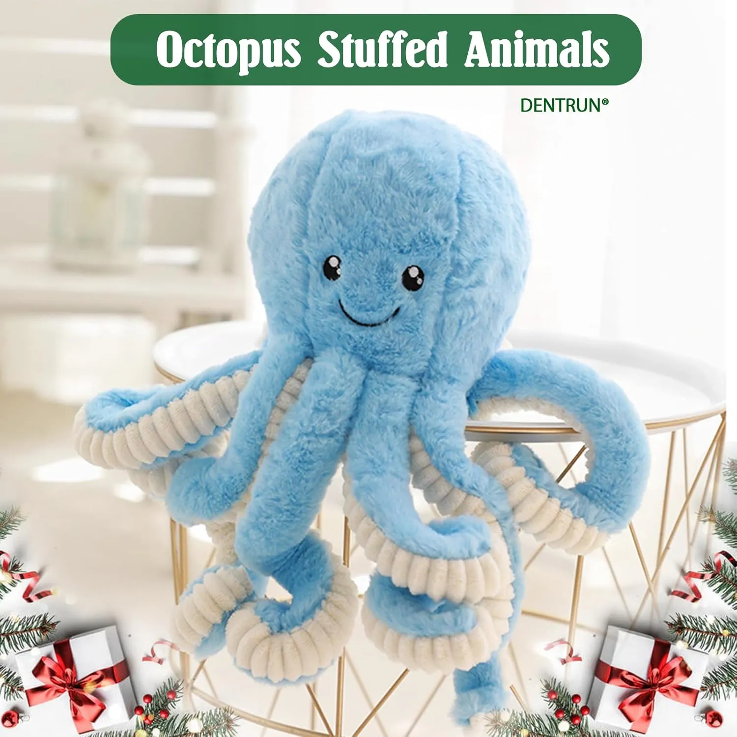 DENTRUN Octopus Stuffed Animals, Giant Octopus Plush Doll Play Toys for Kids Girls Boys Adults Birthday Xmas Halloween Present Stuffed Sea Animals Plushie, 7/16/24/32 Inches, 5 Colors