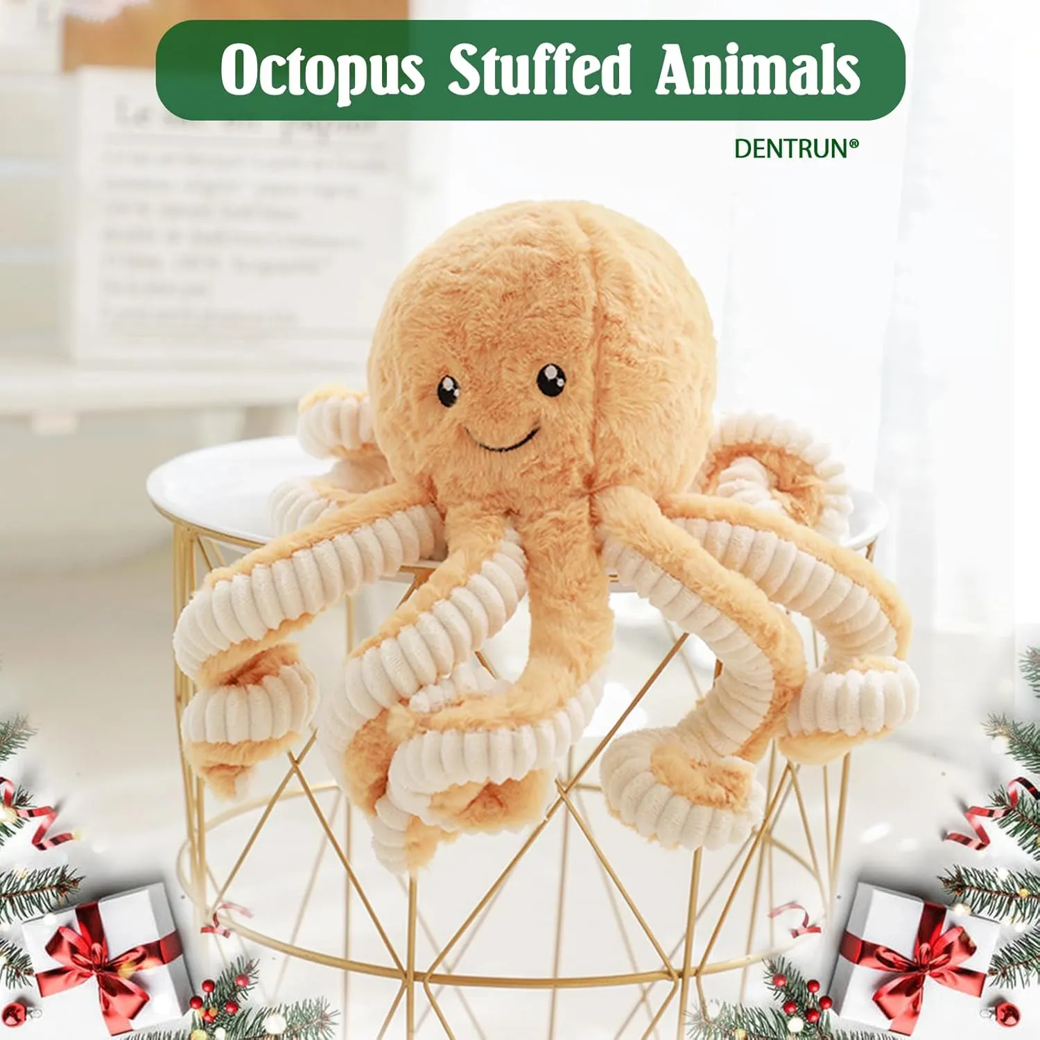 DENTRUN Octopus Stuffed Animals, Giant Octopus Plush Doll Play Toys for Kids Girls Boys Adults Birthday Xmas Halloween Present Stuffed Sea Animals Plushie, 7/16/24/32 Inches, 5 Colors