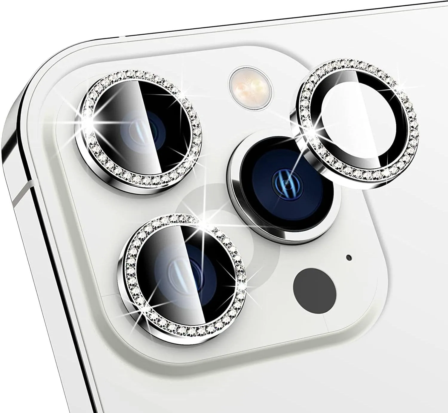 Diamond Camera Lens Protector for Apple iPhone 11 & 12 Series  | HD Clear Real Glass Protection   Metal Alloy Full Fit Lens Ring Cover
