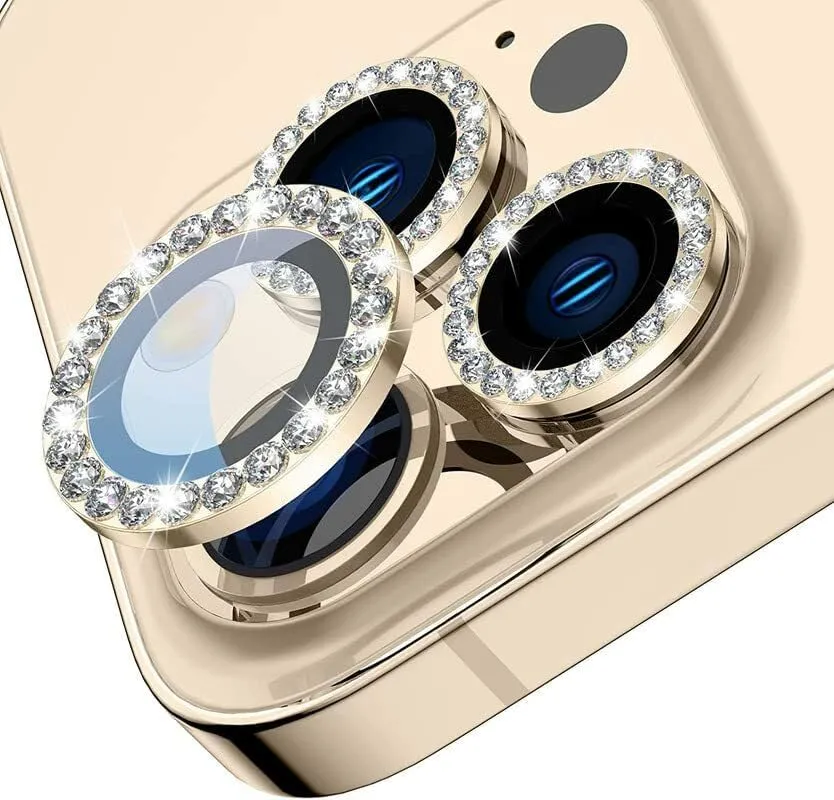 Diamond Camera Lens Protector for Apple iPhone 11 & 12 Series  | HD Clear Real Glass Protection   Metal Alloy Full Fit Lens Ring Cover