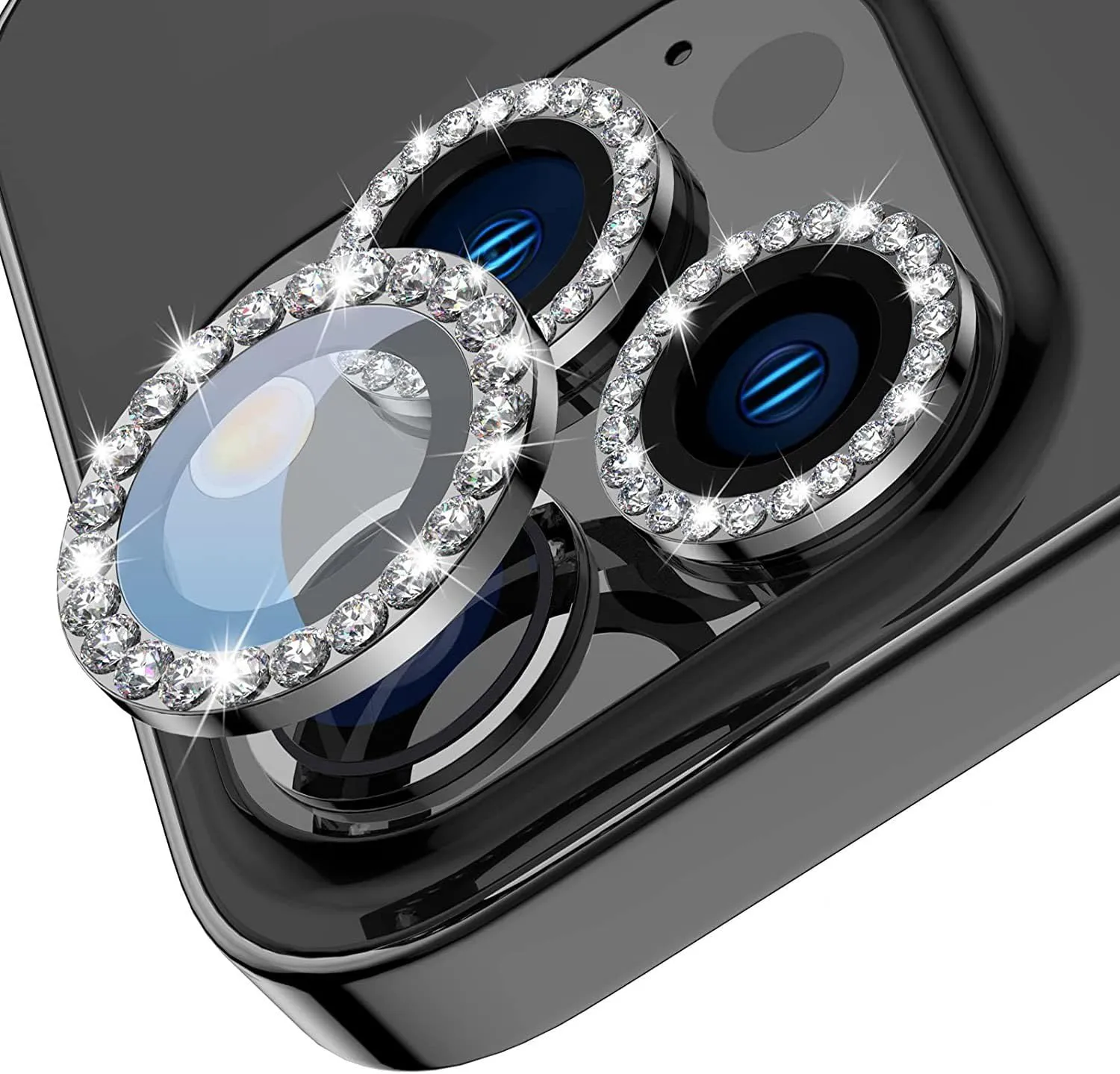 Diamond Camera Lens Protector for Apple iPhone 11 & 12 Series  | HD Clear Real Glass Protection   Metal Alloy Full Fit Lens Ring Cover