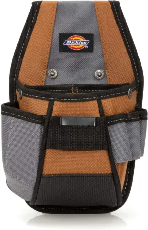 Dickies 4-Pocket Rigid Tool Pouch with Tape Clip, Universal-fit Steel Clip for Tool Belt, Tunnel Loop