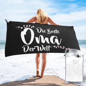 Die Beste Oma Der Welt Beach Towel with Travel Bag 27.5"x55" Quick Dry Sand Free Lightweight Large Oversized Towels Light Vacation Essentials