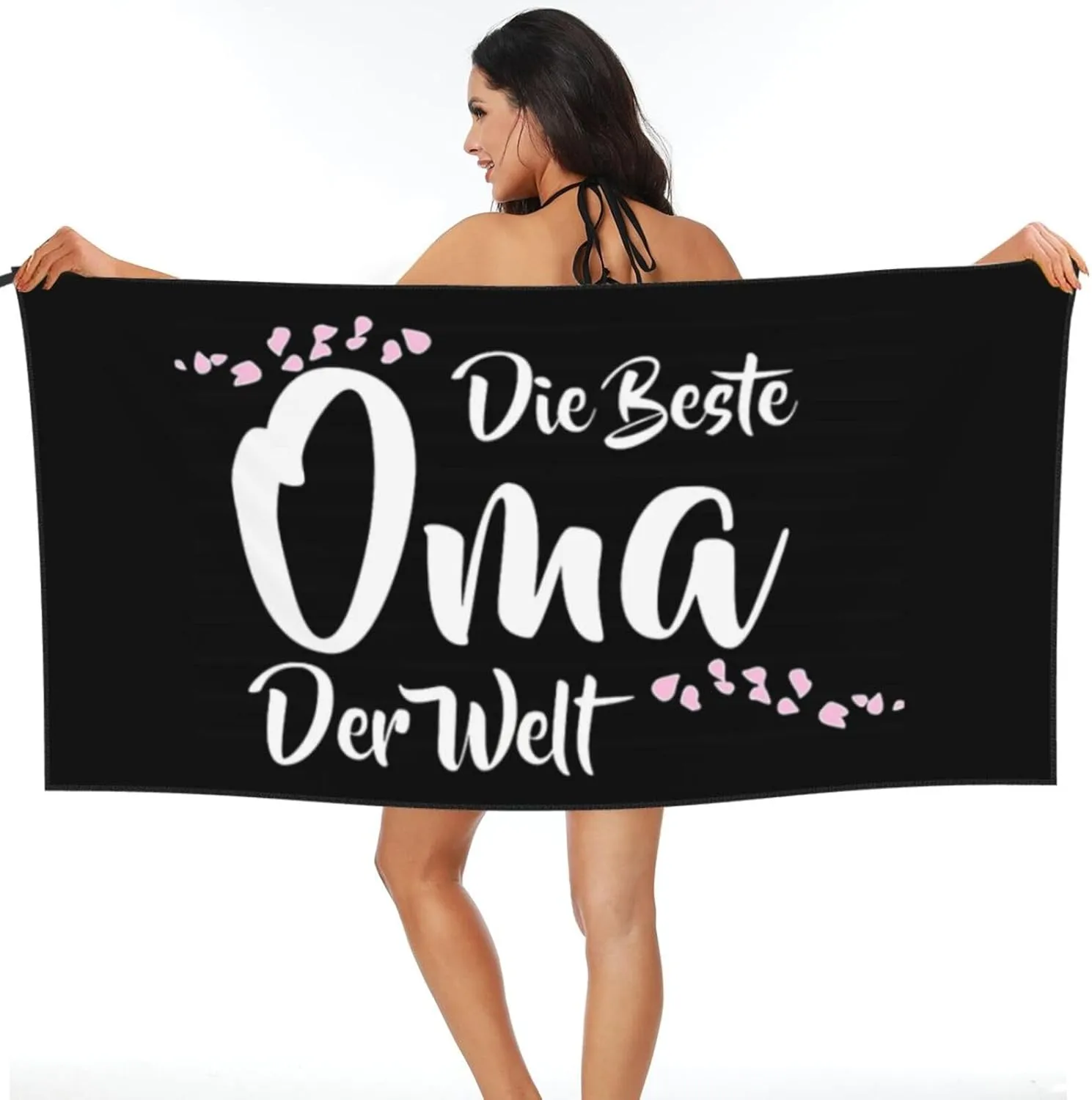 Die Beste Oma Der Welt Beach Towel with Travel Bag 27.5"x55" Quick Dry Sand Free Lightweight Large Oversized Towels Light Vacation Essentials