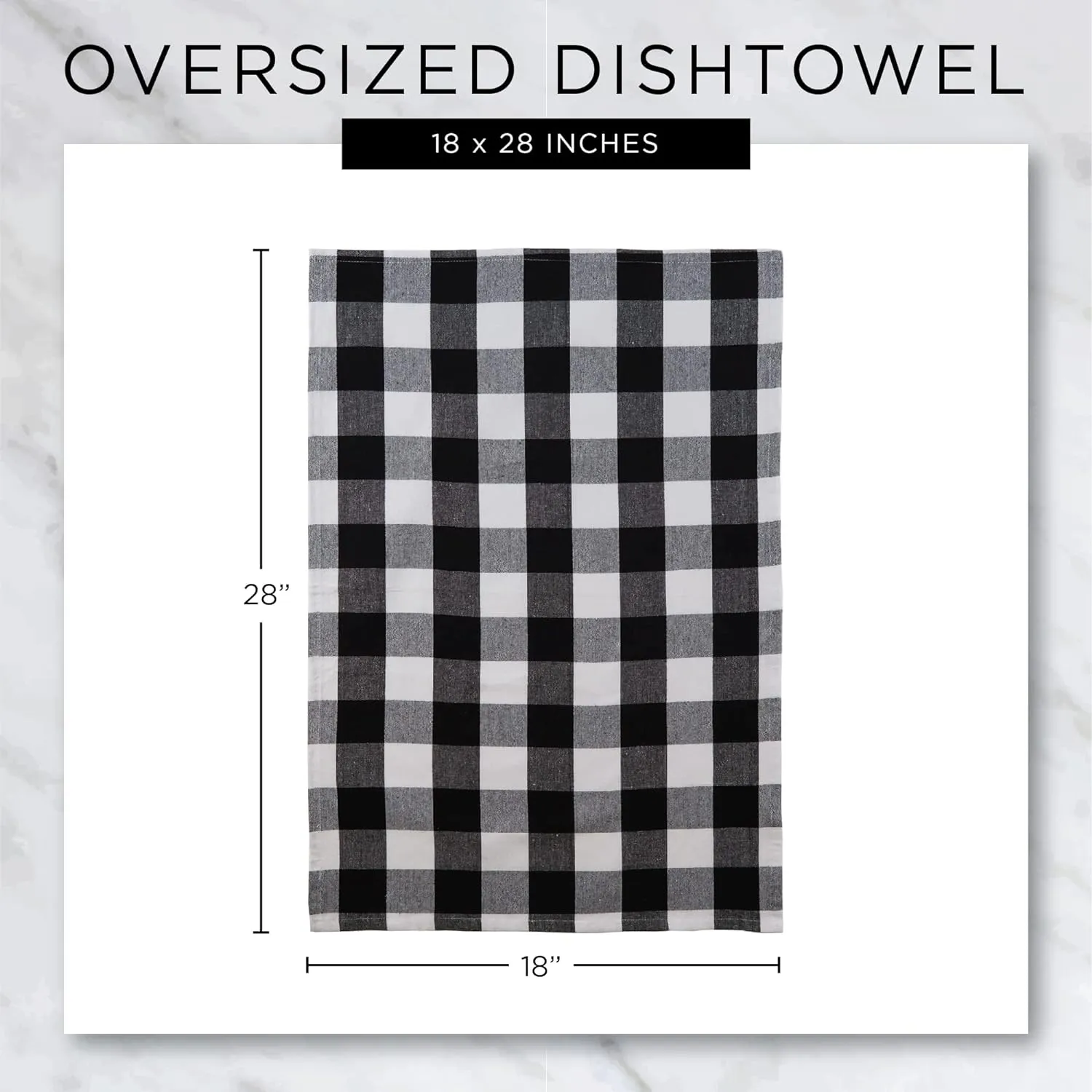 DII Assorted Woven, Kitchen Dishtowel Set, 18x28, Black, 5 Piece