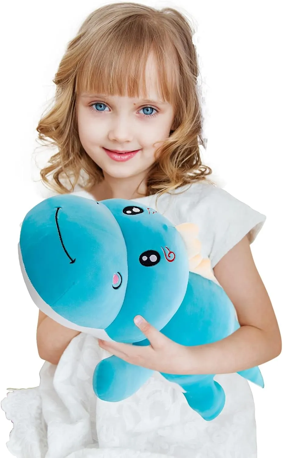 Dinosaur Plush Toy Pillow,Cute Dinosaur Stuffed Animals Doll,Soft Lumbar Back Cushion Big Dinosaur Plushies Stuffed Toy Cute Pillows,Great Gift for Kids Birthday,Valentine (Blue,31.4in)