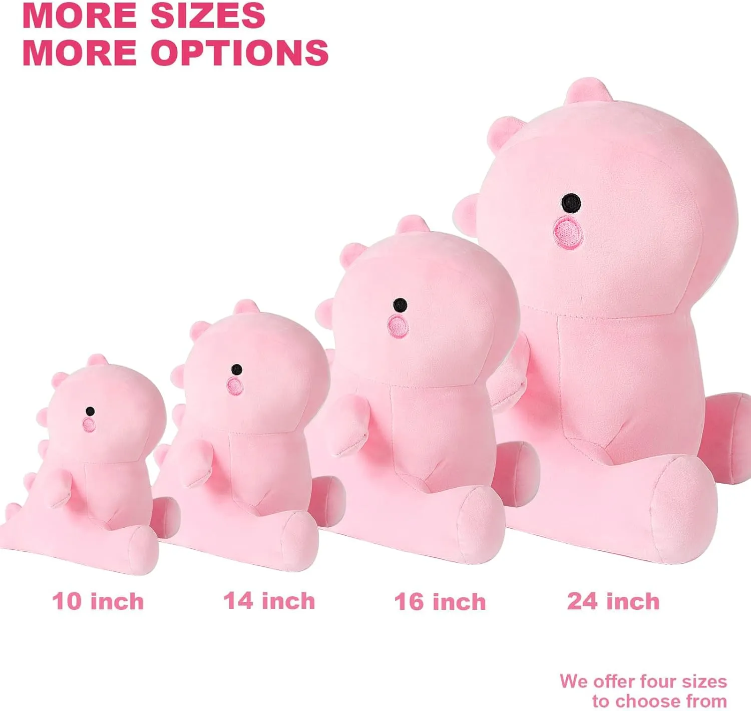Ditucu Cute Dinosaur Stuffed Animals Toys Plush Dolls Soft Dino Plushie Birthday Gifts for Kids Girls Boys Pink 12 inch