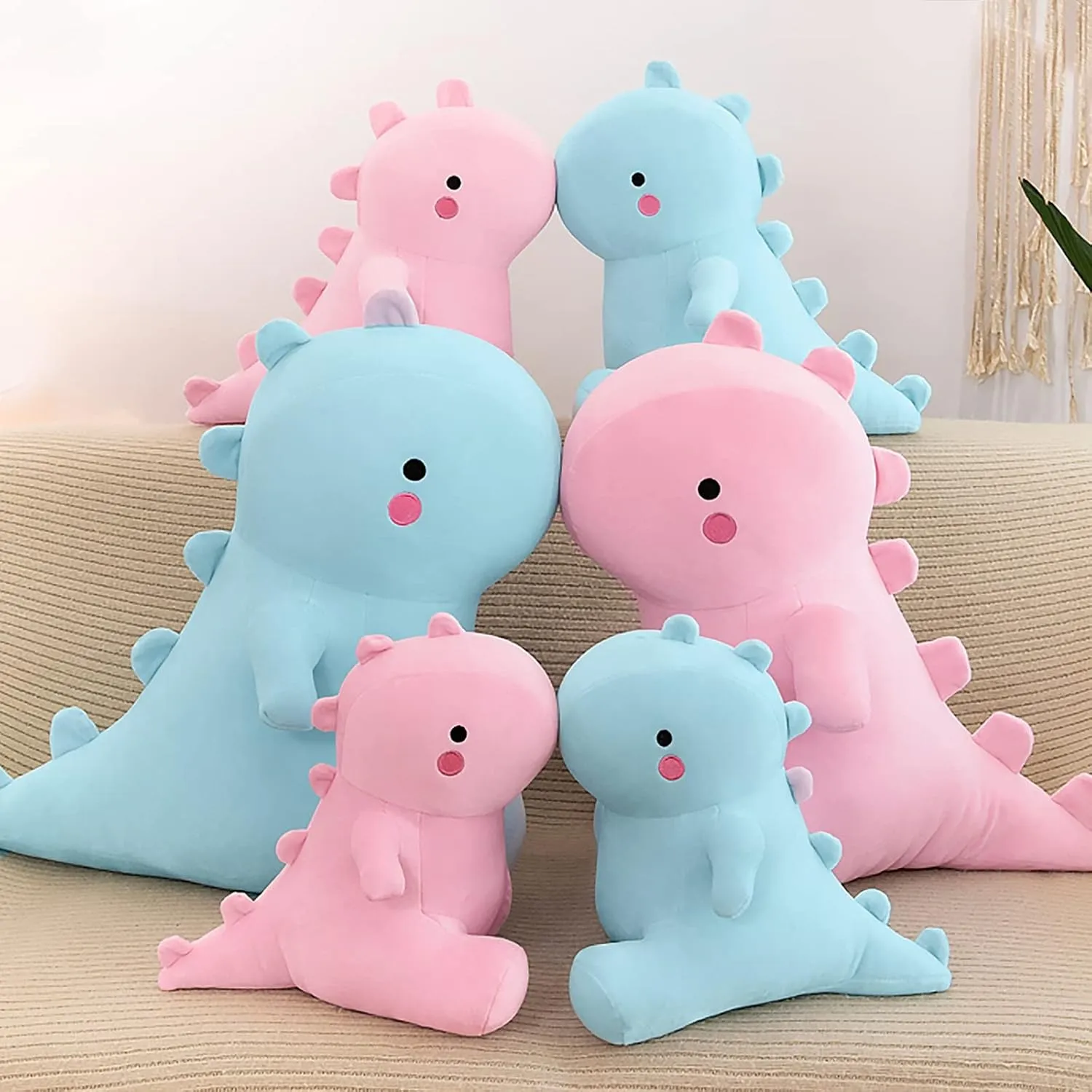 Ditucu Cute Dinosaur Stuffed Animals Toys Plush Dolls Soft Dino Plushie Birthday Gifts for Kids Girls Boys Pink 12 inch
