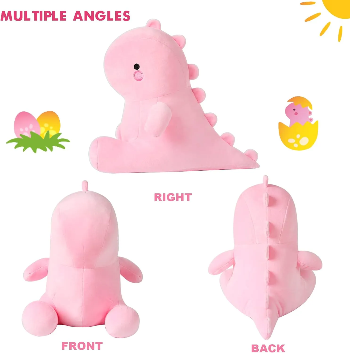Ditucu Cute Dinosaur Stuffed Animals Toys Plush Dolls Soft Dino Plushie Birthday Gifts for Kids Girls Boys Pink 12 inch