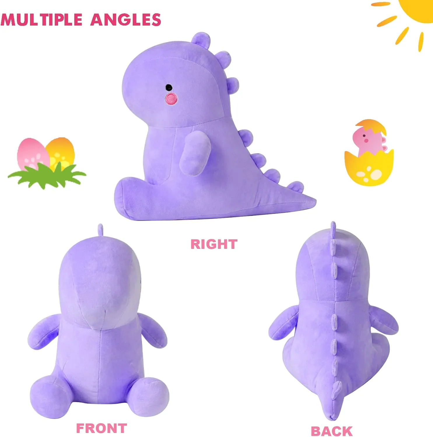 Ditucu Cute Dinosaur Stuffed Animals Toys Plush Dolls Soft Dino Plushie Birthday Gifts for Kids Girls Boys Purple 10 inch