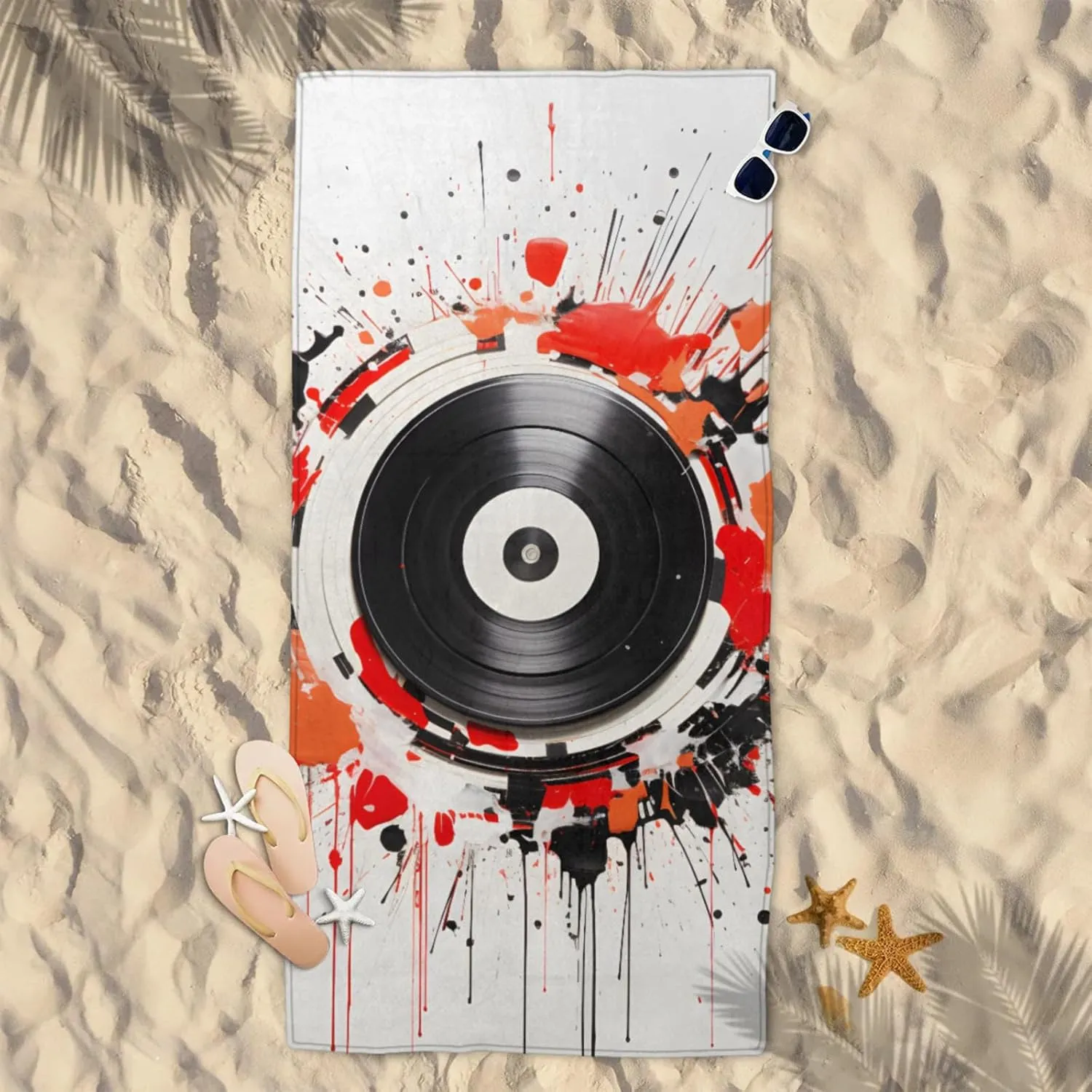 Dj Music Beach Towel Microfiber Sand Free Essentials Oversized Soft Sport Towels for Adult Yoga Picnic Blanket for Travel Swim Quick Dry Absorbent Accessories 31x61 in 1 Piece