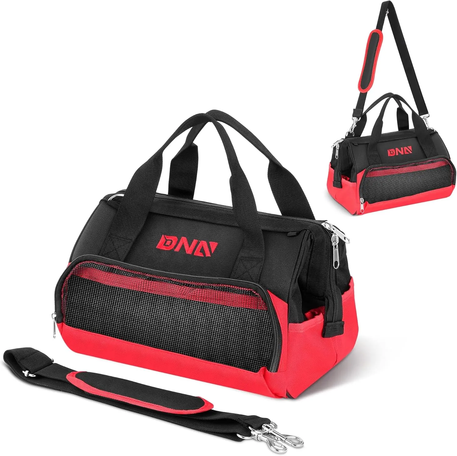 DNA MOTORING 12in Heavy-Duty Electrician tool bag, Portable Canvas Tool Bag Organizer for Electrician, Carpentry, HVAC, w/Shoulder StrapTOOLS-00641