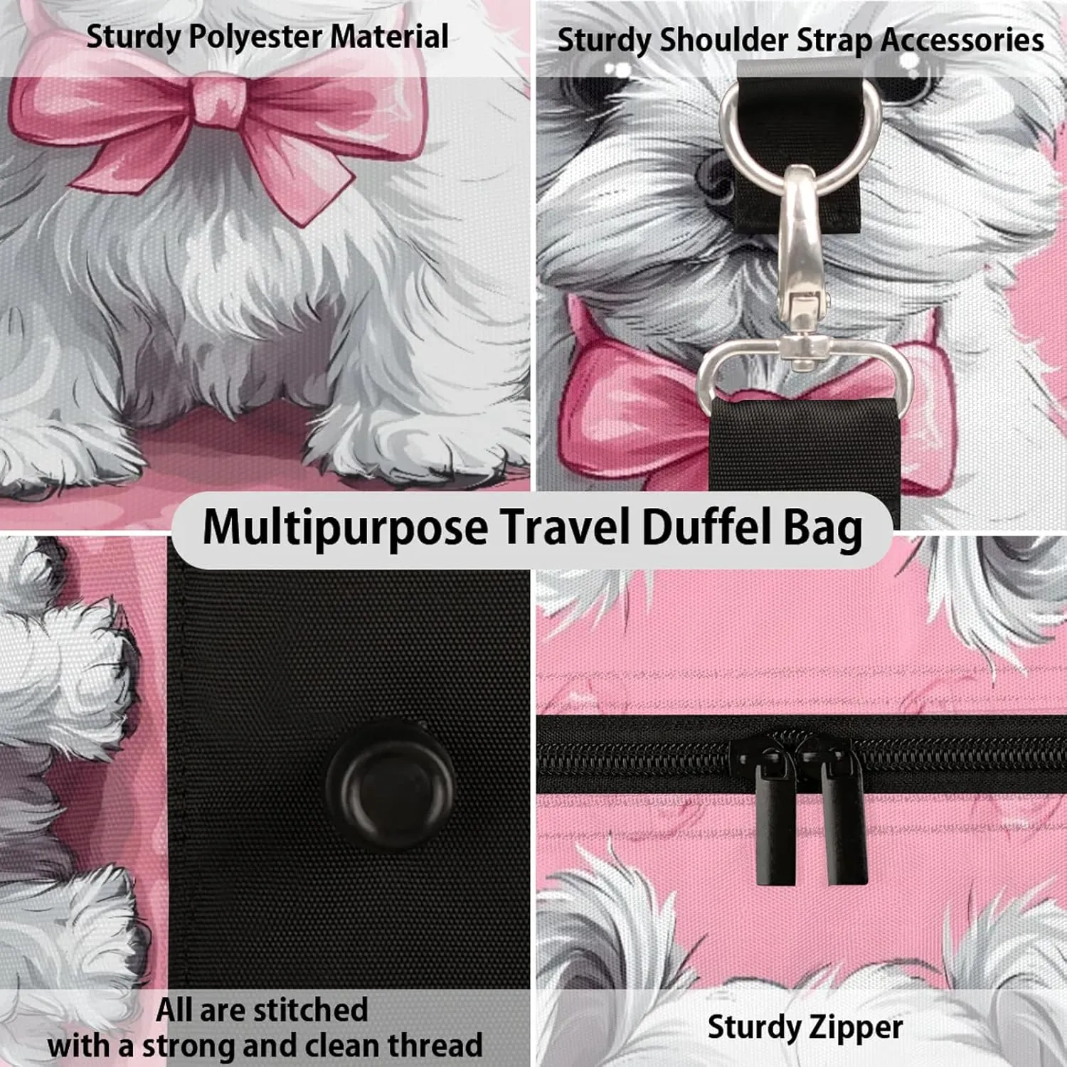 Dogs Duffle Bag for Travel, Overnight Weekend Gym Carry On Luggage Bag, Cute Dog Travel Duffel Bag for Men Women