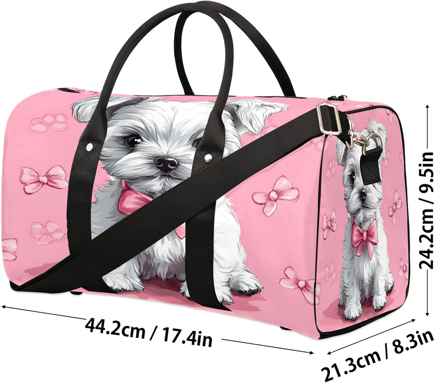 Dogs Duffle Bag for Travel, Overnight Weekend Gym Carry On Luggage Bag, Cute Dog Travel Duffel Bag for Men Women