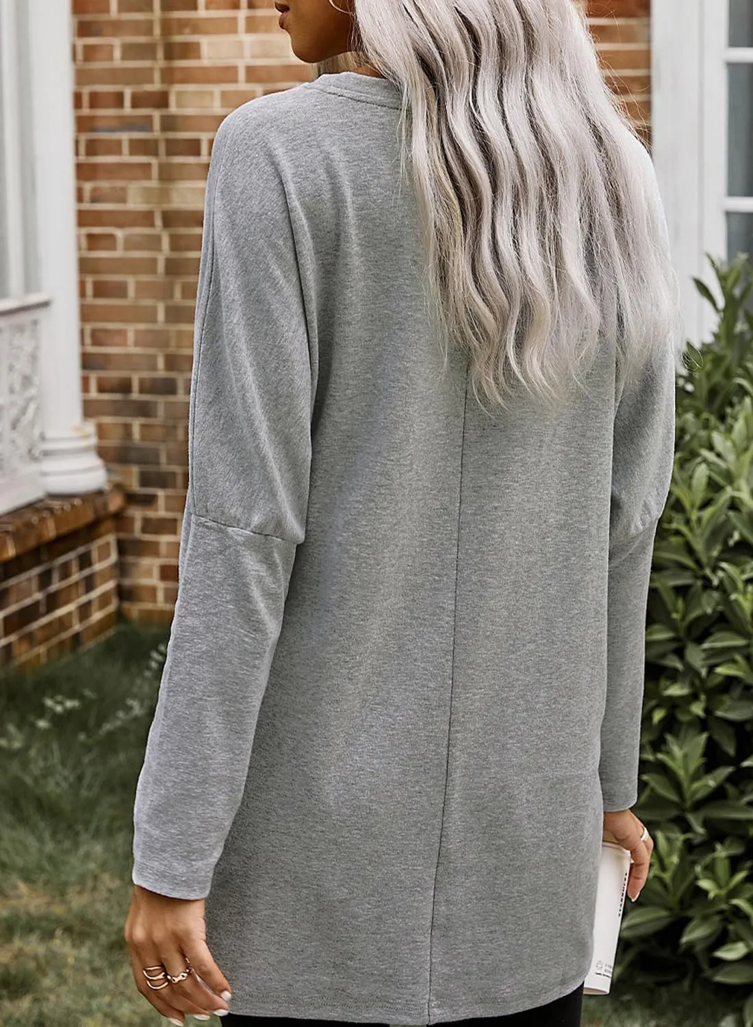 Dokotoo Womens Spring Fall Outfits Casual Long Sleeve Shirts Fashion Tunic Tops for Women Loose Fit Dressy