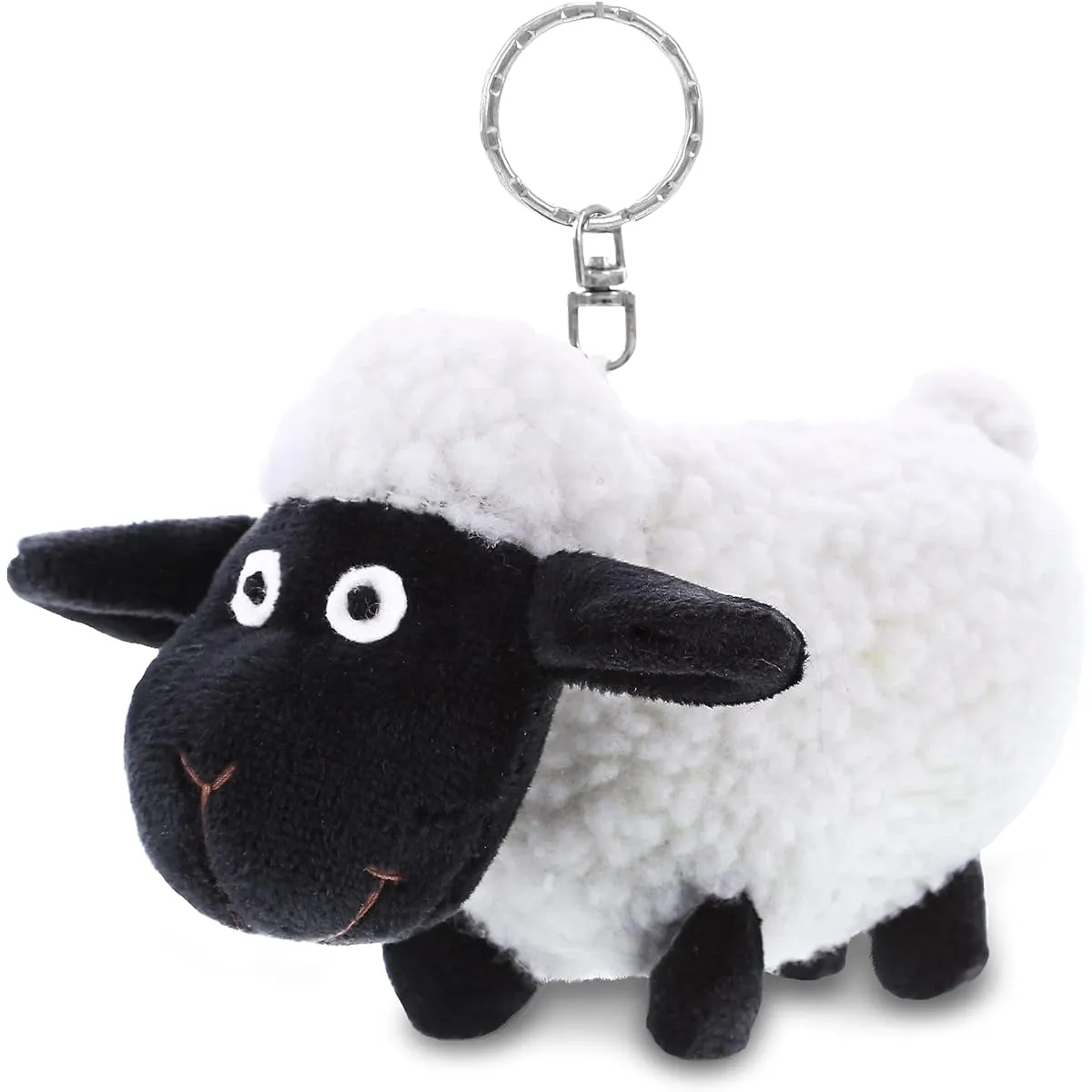 DolliBu Black Nose Sheep Plush Keychain - Soft Plush Farm Animal Sheep Charm Keyring Cute Decor Stuffed Animal Accessory Fun Buddy - 5", Black, 5"