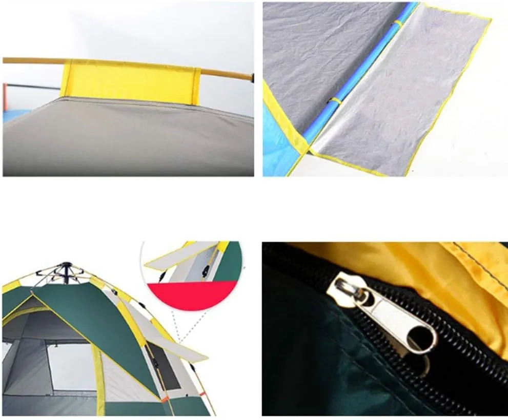 Dome Light Camping Tent Foldable Camping Tent Fully Automatic 190T Oxford Rainproof Family Tent for 4-6 People Outdoor Portable Tent (Green 200X200X135cm) (Green 200X200X135cm)