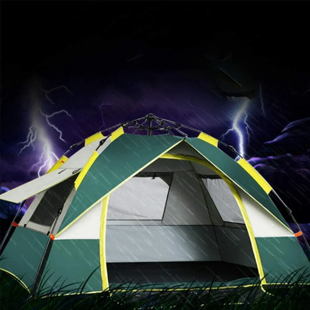 Dome Light Camping Tent Foldable Camping Tent Fully Automatic 190T Oxford Rainproof Family Tent for 4-6 People Outdoor Portable Tent (Green 200X200X135cm) (Green 200X200X135cm)