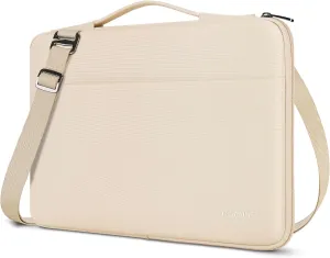 DOMISO 14 Inch Laptop Bag Cover Waterproof Shockproof Notebook Sleeve Case Shoulder Bag Protective Cover for 14" HP Stream 14 Pavilion 14/2017 ThinkPad X1 Yoga 710/14" ThinkPad A475,Beige