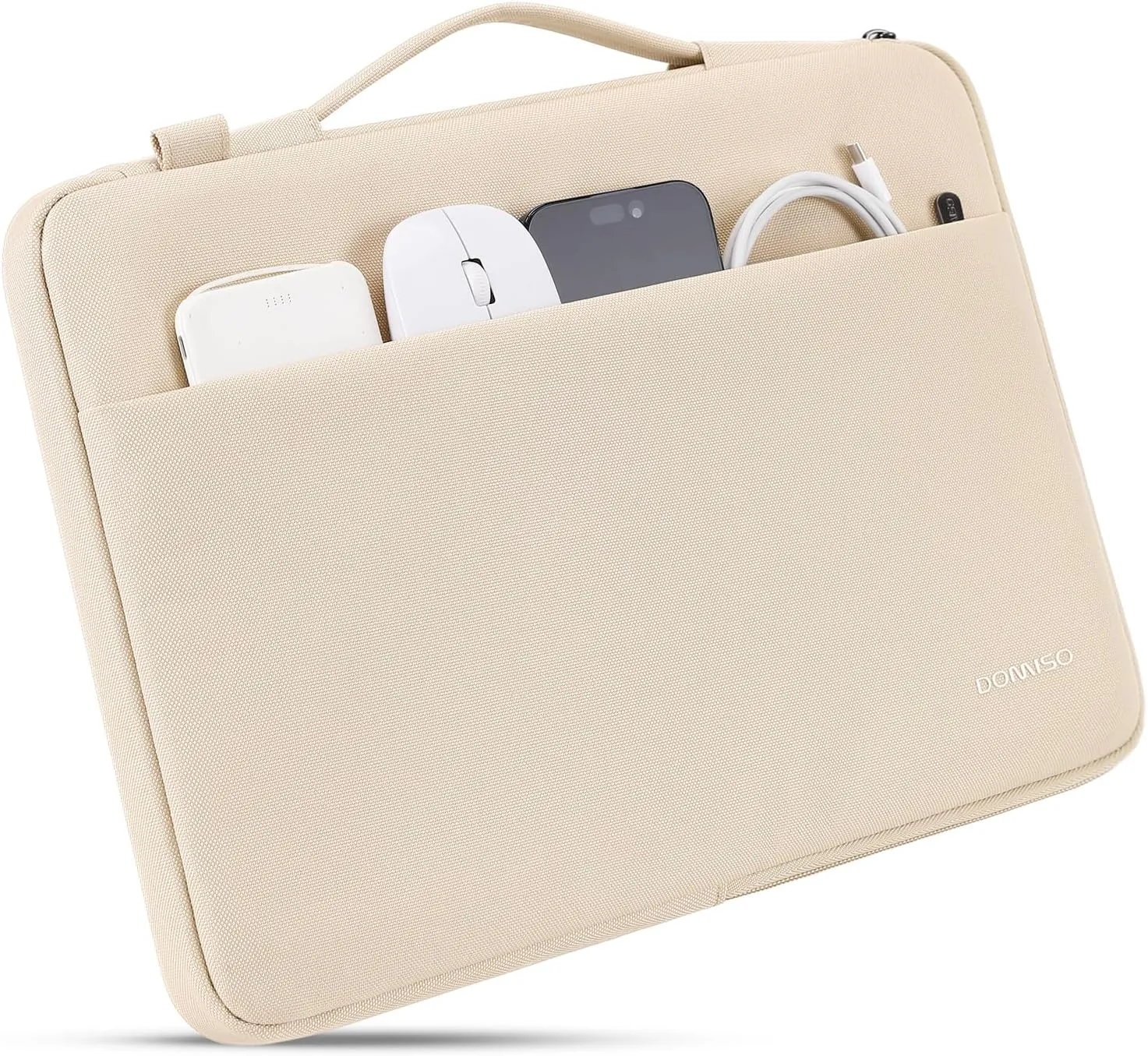 DOMISO 14 Inch Laptop Bag Cover Waterproof Shockproof Notebook Sleeve Case Shoulder Bag Protective Cover for 14" HP Stream 14 Pavilion 14/2017 ThinkPad X1 Yoga 710/14" ThinkPad A475,Beige