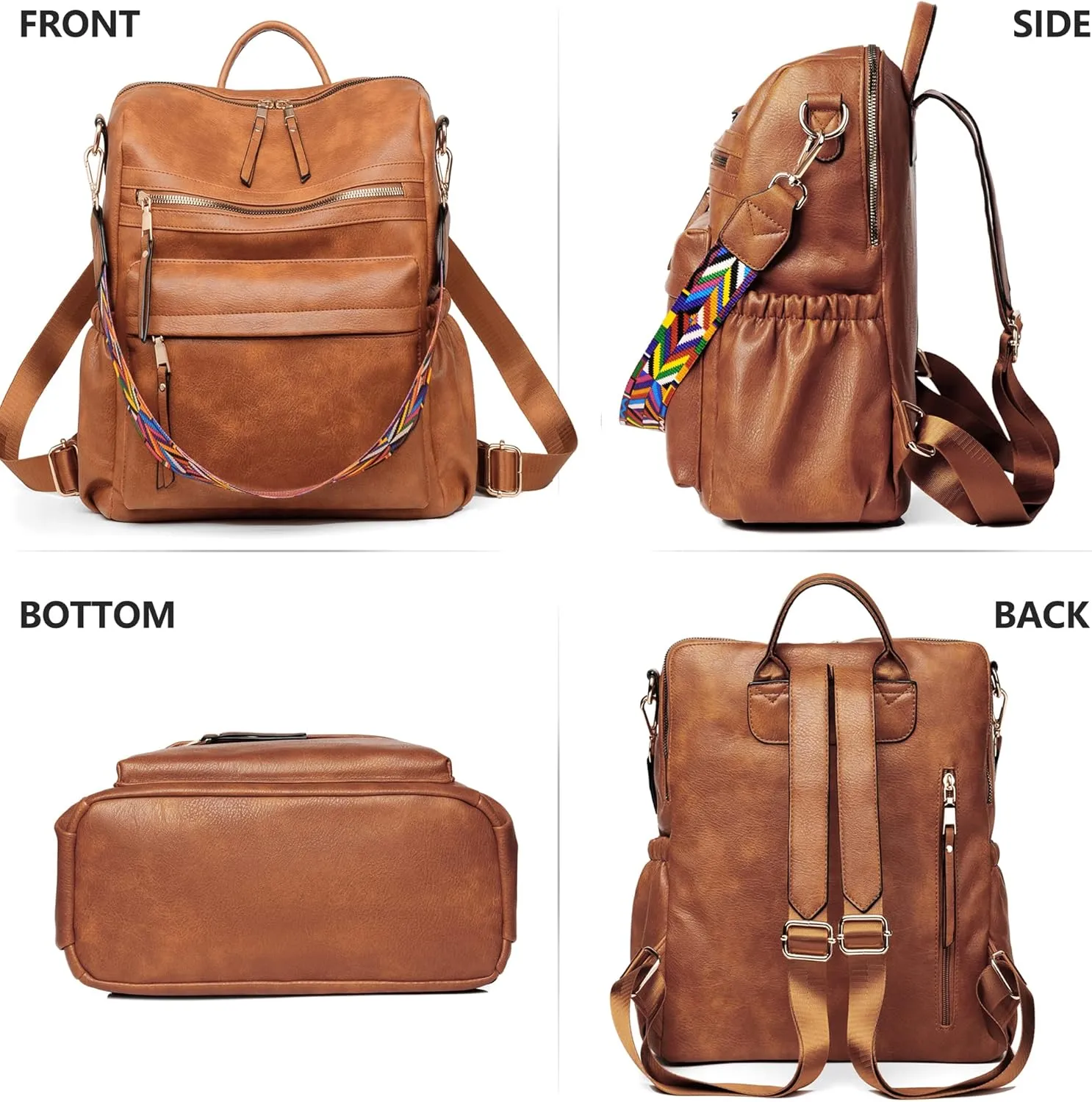 Dora & Liz Womens Backpack Purse Leather Fashion Travel Backpack Purse for Women Designer Ladies Shoulder Bags