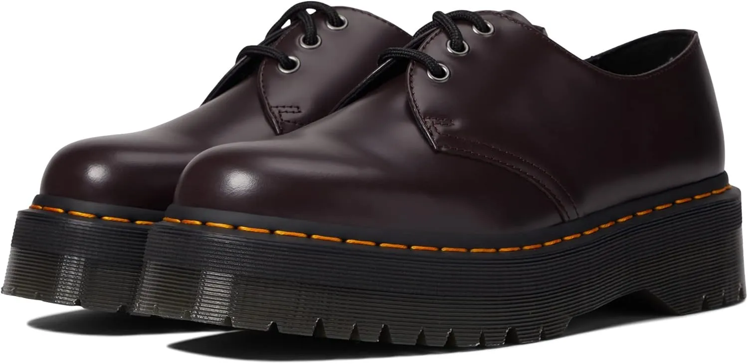 Dr. Martens 1461 Quad Smooth Leather Platform Shoes Burgundy Smooth UK 6 (US Men's 7, US Women's 8) Medium
