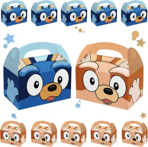 DRCYULP 16Pack Cartoon Dog Birthday Candy Bags Blue Cartoon Dog Goodie Gift Boxes for Kids Blue Cartoon Dog Theme Birthday Party Favors Bags Baby Shower Decorations