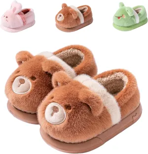 Drecage Toddler Kids Slippers Girls Boys House Shoes Winter Slippers Plush Warm Soft with Cute Cartoon Design Indoor Shoes