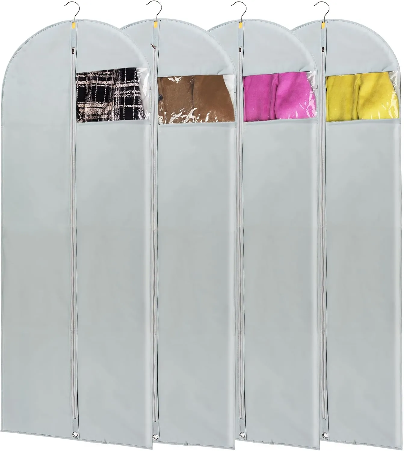 Dress Bags for Gowns Long, 4 Pack-65" Long Dress Bags Foldable Long Garment Bag with Clear Window for Storage and Travel-24"x65"/4 Pack