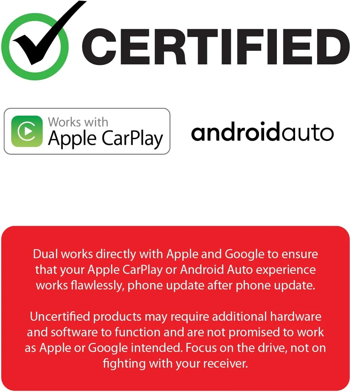 Dual Electronics DCA73W 7-inch Certified Apple CarPlay Android Auto Wired or Wireless | Double DIN Touchscreen Car Stereo Radio | Bluetooth | Backup Camera Input | USB Playback & Charge