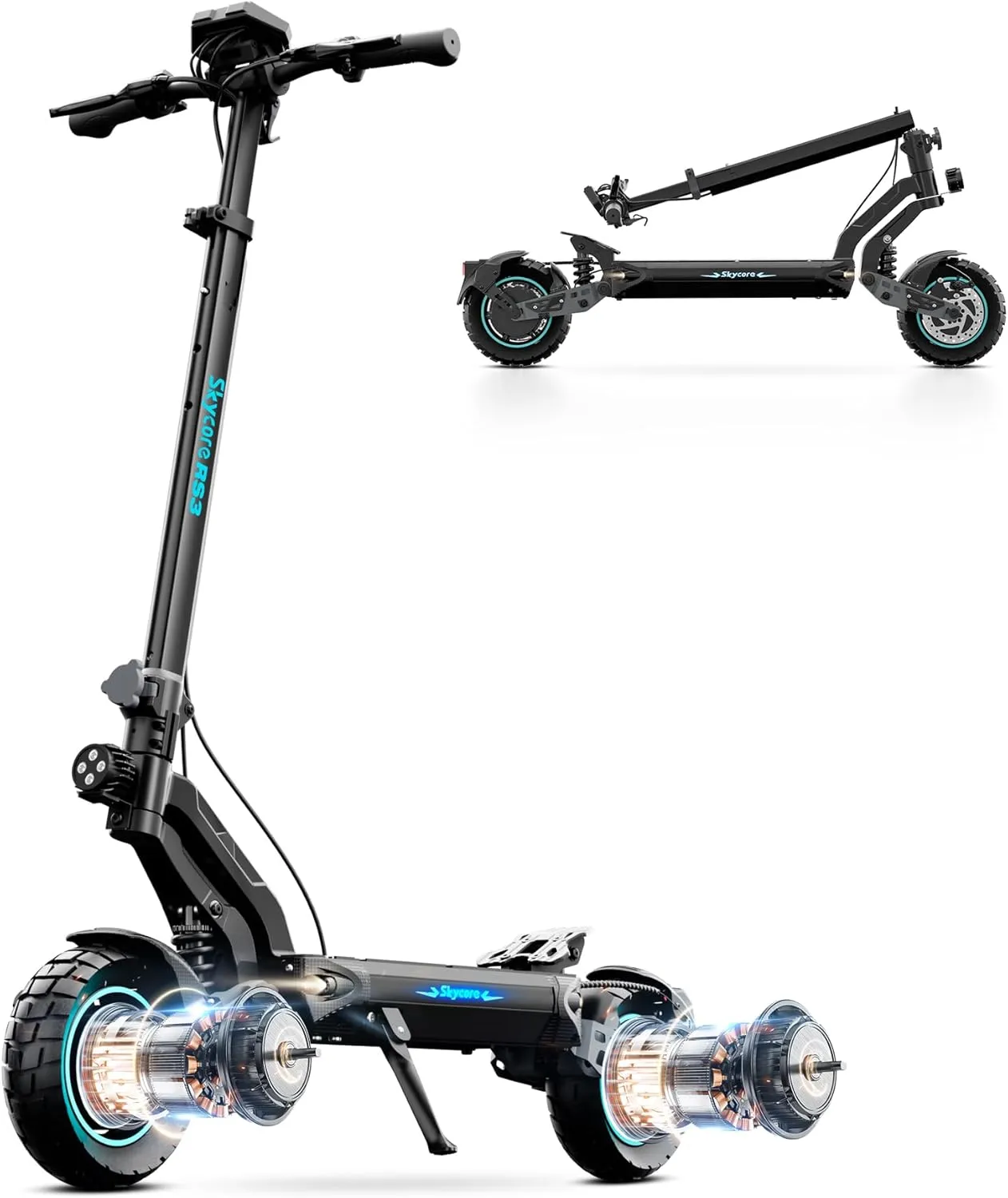 Dual Motor Electric Scooter Adults - 3200W Dual Motors, 40MPH Max Speed, Max 40 Miles Long Range, Foldable, Dual Suspension, Double Brakes, LCD Display - E-Scooter for Adults.