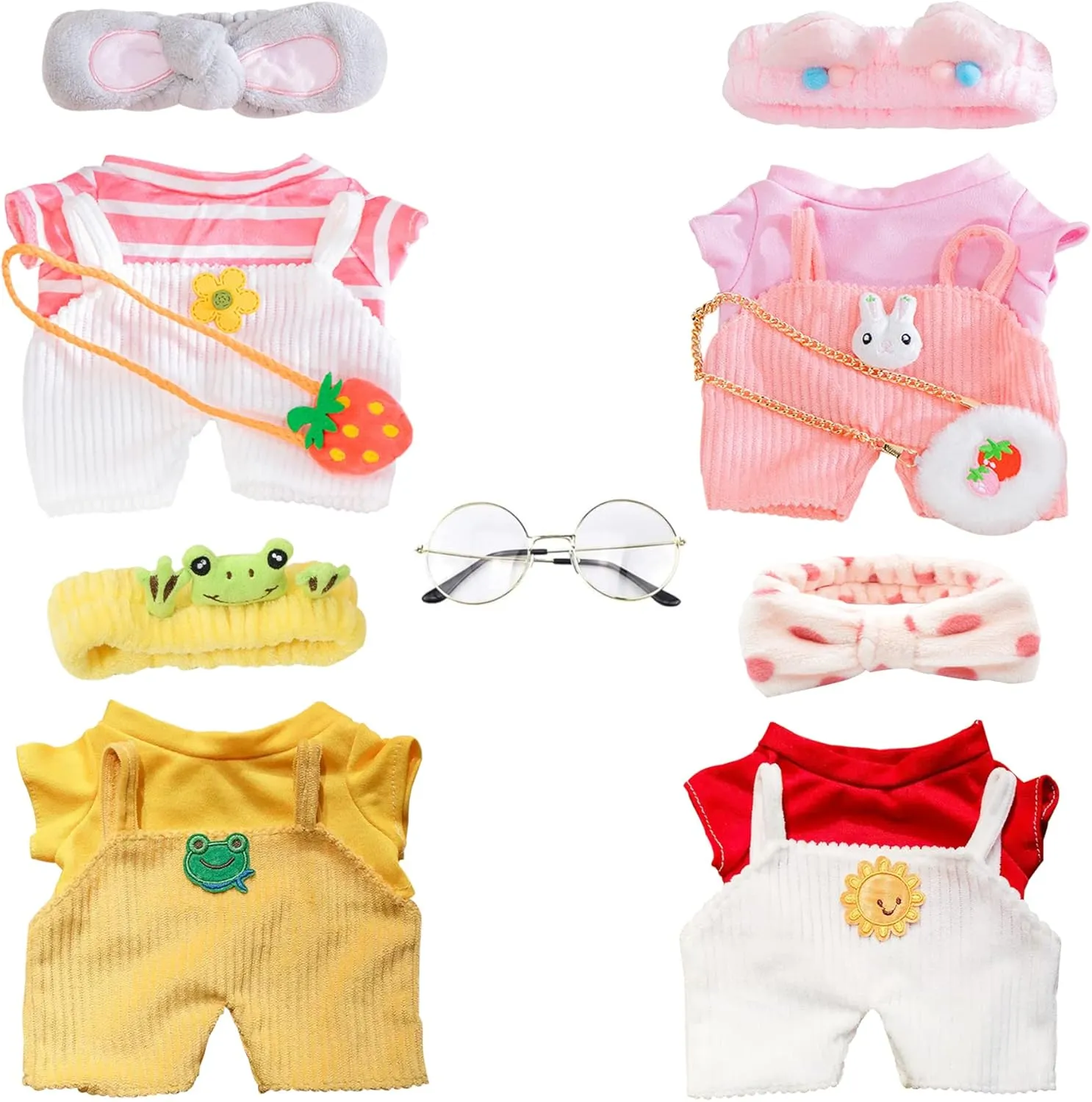Duck Clothes Sets, 15 Pcs Kawaii Accessories for Cute Plushies, Cute Stuffed Animal Glasses and Clothing