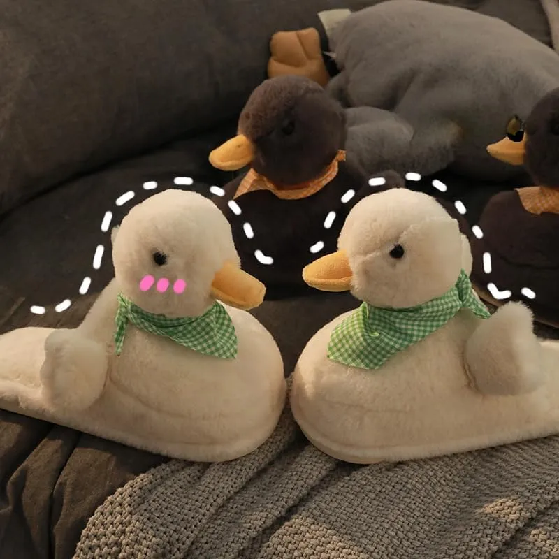 Duck Cotton Slippers Cute Cartoon Home Non-slip Couple Floor Plush Slippers Home