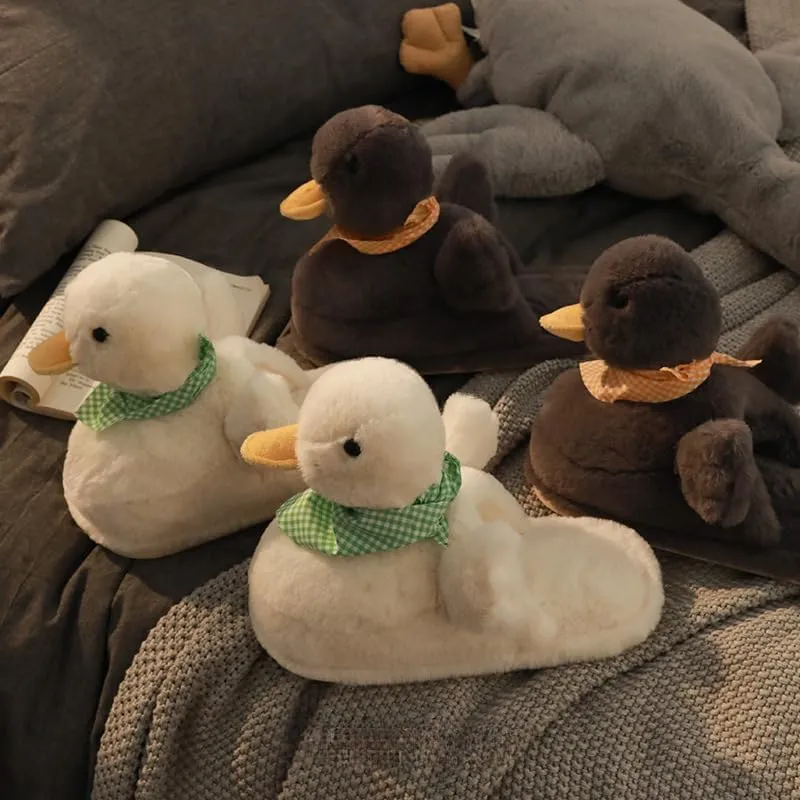 Duck Cotton Slippers Cute Cartoon Home Non-slip Couple Floor Plush Slippers Home