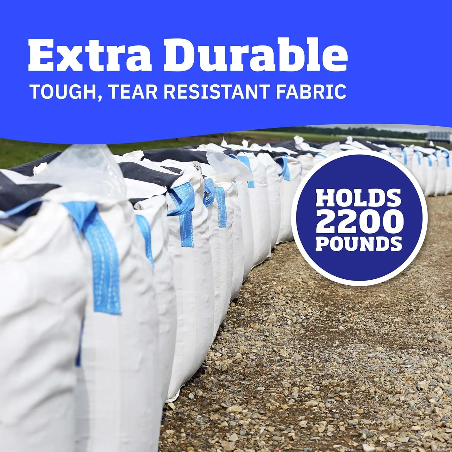 DURASACK Heavy Duty Builder's Bulk Bags 200-Gallon White Woven Polypropylene Contractor Trash Bags for Demo and Construction, Holds up to 2200 lbs, Open Top