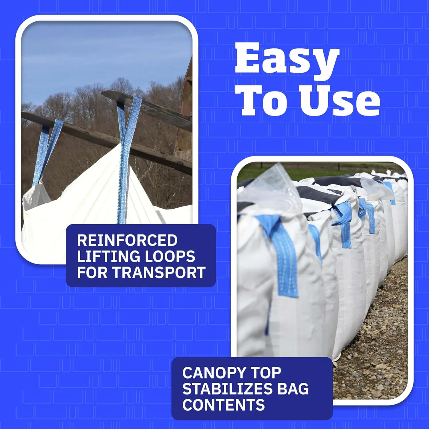 DURASACK Heavy Duty Builder's Bulk Bags 200-Gallon White Woven Polypropylene Contractor Trash Bags for Demo and Construction, Holds up to 2200 lbs, Open Top