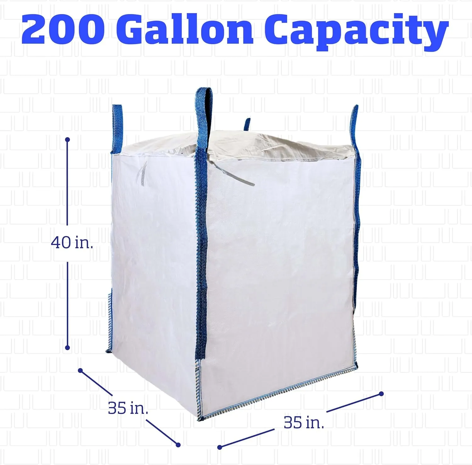 DURASACK Heavy Duty Builder's Bulk Bags 200-Gallon White Woven Polypropylene Contractor Trash Bags for Demo and Construction, Holds up to 2200 lbs, Open Top