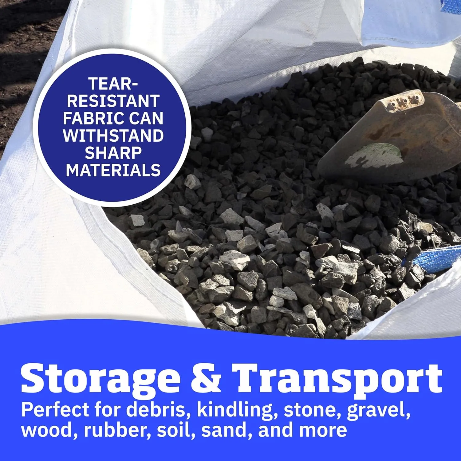 DURASACK Heavy Duty Builder's Bulk Bags 200-Gallon White Woven Polypropylene Contractor Trash Bags for Demo and Construction, Holds up to 2200 lbs, Open Top