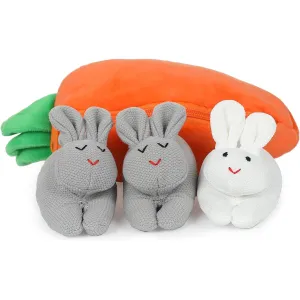 Easter Hide and Seek Bunny in a Carrot Pouch Three Bunnies in a Carrot Purse Carrot Stuffed Animal Plush Toy Surprise Zip Up Carrot Hideout Bunny Doll Toy Easter Doll Zipper Purse