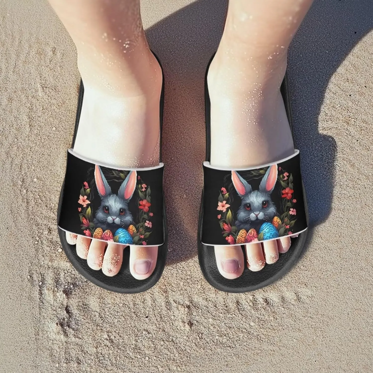 Easter Theme Boys Girls Slides Cute Pattern Kids Shower Shoes Non-Slip