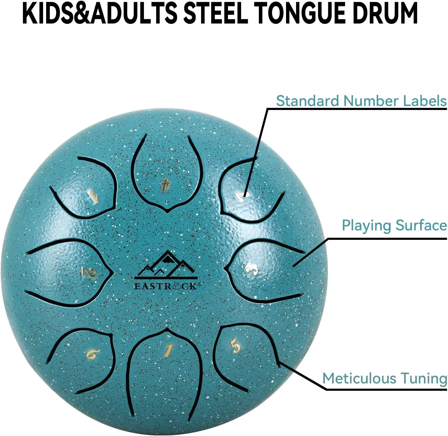EASTROCK Steel Tongue Drum 6 Inch 8 Notes Percussion Instrument Handpan Drum C Key for Meditation Entertainment Concert Yoga with Travel Bag,Mallets,and Music Book (Spotted Green)