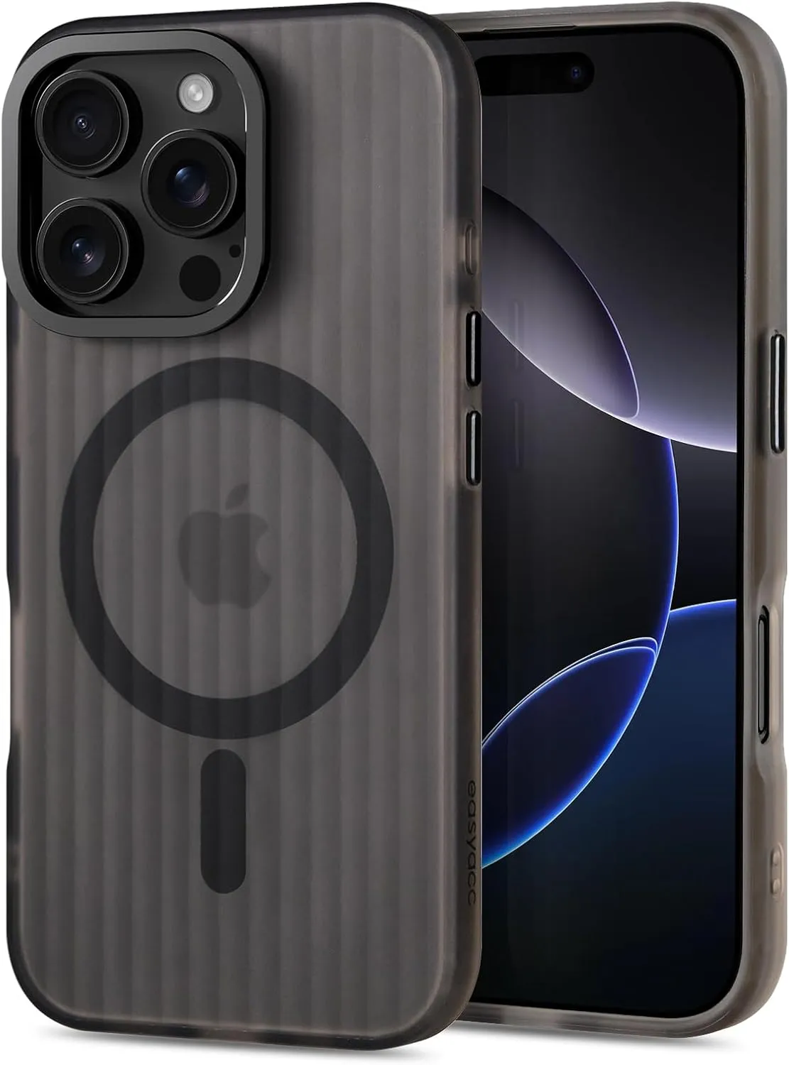 EasyAcc for iPhone 16 Pro Case, [Compatible with Magsafe], Translucent Magnetic Phone Case, Protective Slim Case, Not Yellowing Shockproof Anti-Scratch Phone Cover - Black
