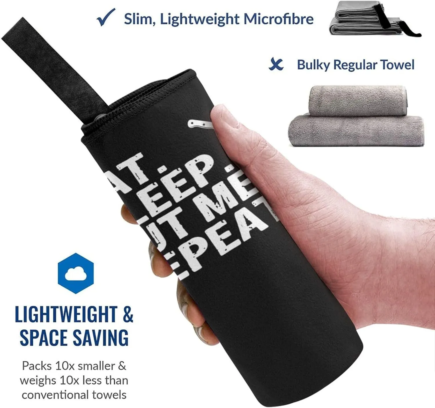 Eat Sleep Cut Meat Repeat Beach Towel with Travel Bag 27.5"x55" Quick Dry Sand Free Lightweight Large Oversized Towels Light Vacation Essentials