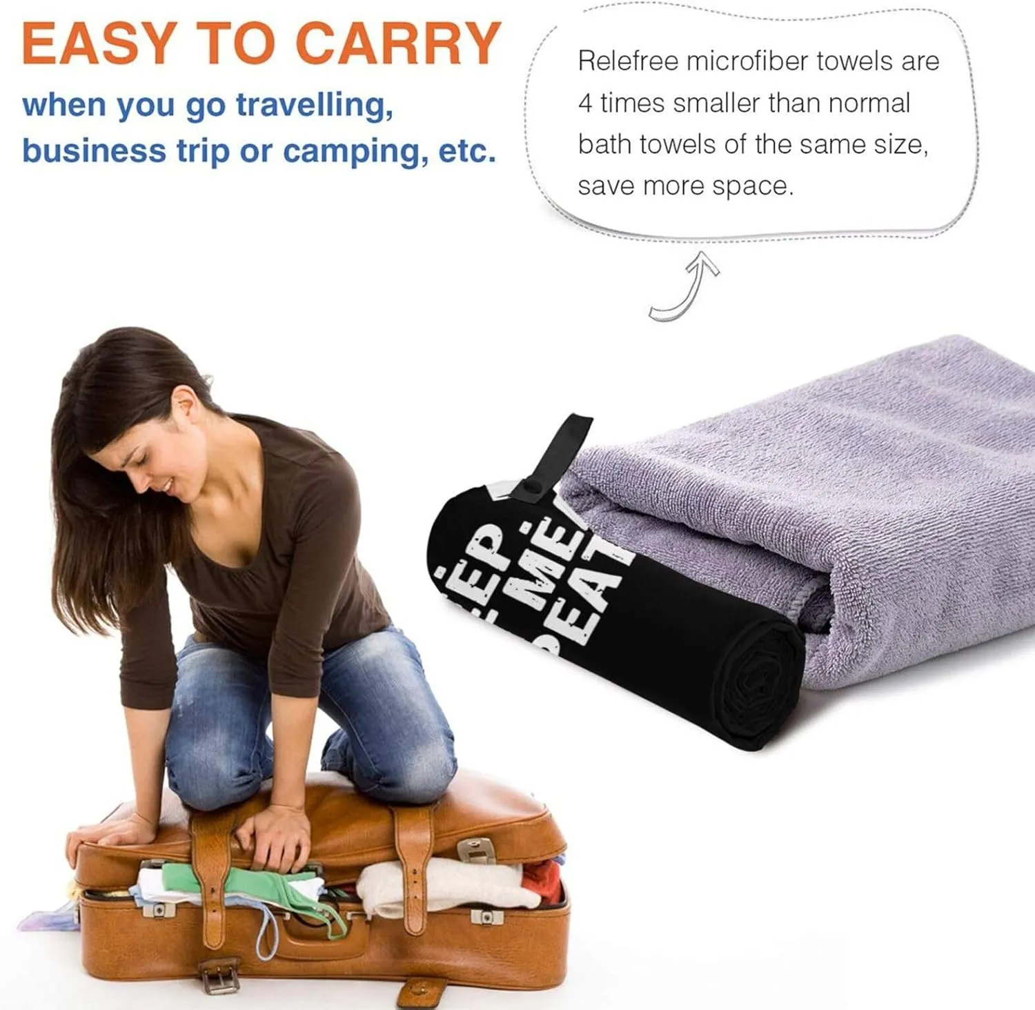 Eat Sleep Cut Meat Repeat Beach Towel with Travel Bag 27.5"x55" Quick Dry Sand Free Lightweight Large Oversized Towels Light Vacation Essentials