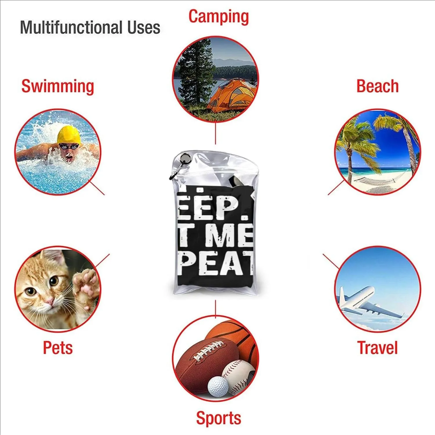 Eat Sleep Cut Meat Repeat Beach Towel with Travel Bag 27.5"x55" Quick Dry Sand Free Lightweight Large Oversized Towels Light Vacation Essentials
